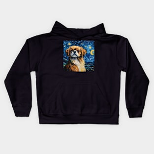 Brown Tibietan Spaniel painting Kids Hoodie